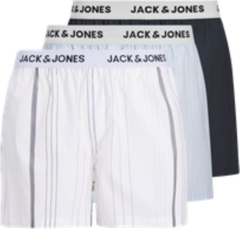 Jack & Jones - ADDITIONALS JACANCHOR WOVEN - Boxershorts - Bright White India Ink - Subdued Blue - 3-pack