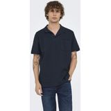 ONLY & SONS - Regular Polo - Donkerblauw - Ingebreid Patroon