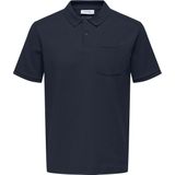ONLY & SONS - Regular Polo - Donkerblauw - Ingebreid Patroon