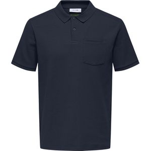 ONLY & SONS - Regular Polo - Donkerblauw - Ingebreid Patroon
