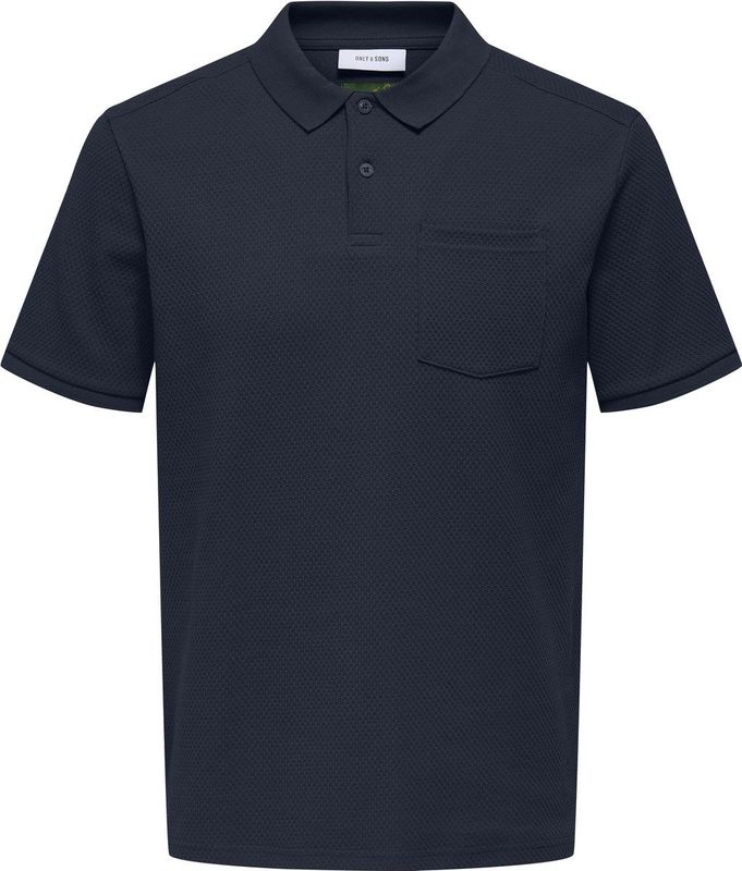 ONLY & SONS - Regular Polo - Donkerblauw - Ingebreid Patroon