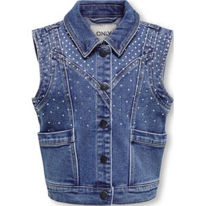 ONLY GIRL - Gilet - Denim - Blauw - Knoopsluiting - Zijzakken