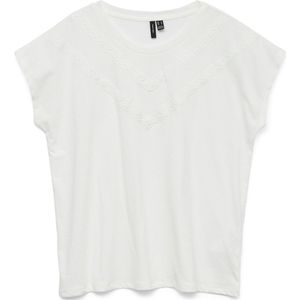 T-shirt - Katoen - Loose Fit - Kanten Detail - O-hals - Korte Mouwen