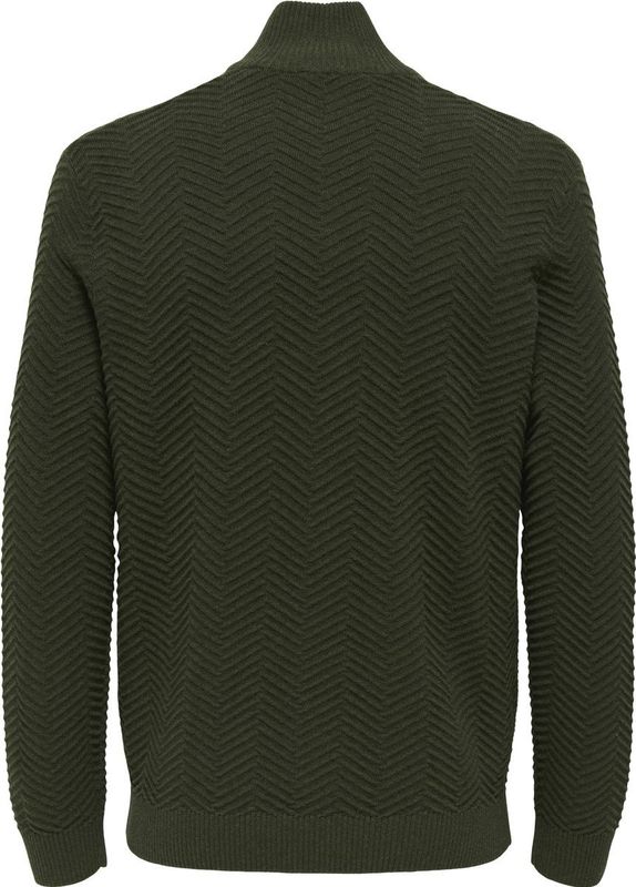 Gebreide Pullover - Hoge Hals - Lange Mouwen - Halve Ritssluiting - Regular Fit