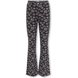 ONLY - Kogpaige Flared AOP Pant - Broek - Zwart - Katoen - Bloemenprint