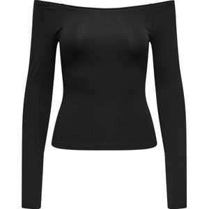 Longsleeve - Black - Regular Fit - Lange Mouwen - Carmenhals