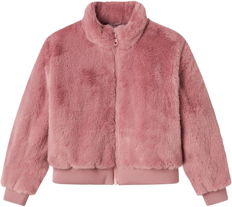 NAME IT KIDS faux fur jas roze