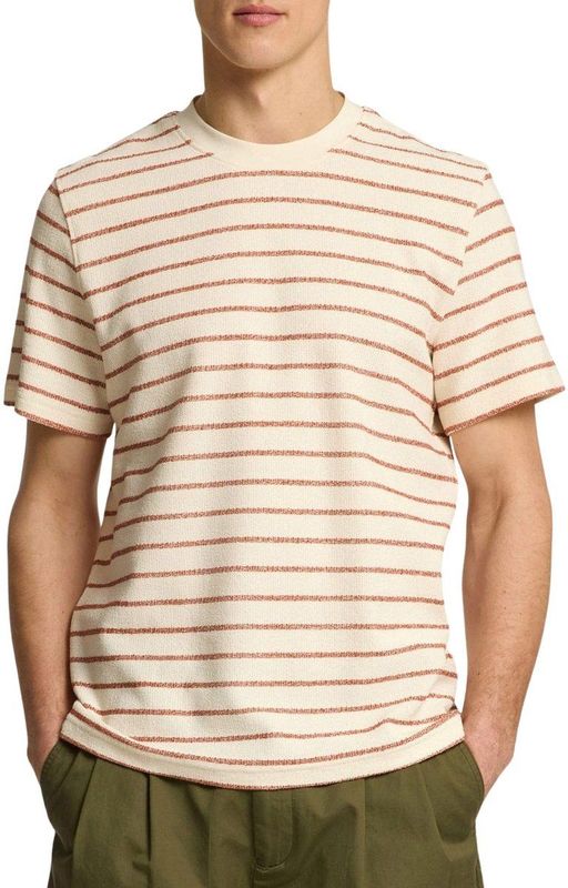 Selected Homme - Slhdjango Stripe SS O-Neck TEE - Ecru - T-shirt