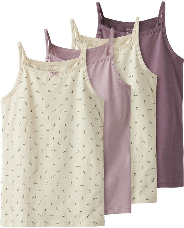 Name It Meisjes hemd top nkfstrap 4-pack effen/print multicolor