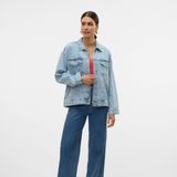 Vero Moda - Klassiek Denim Jack - Blauw - Katoen - Knoopsluiting - Voorzakken