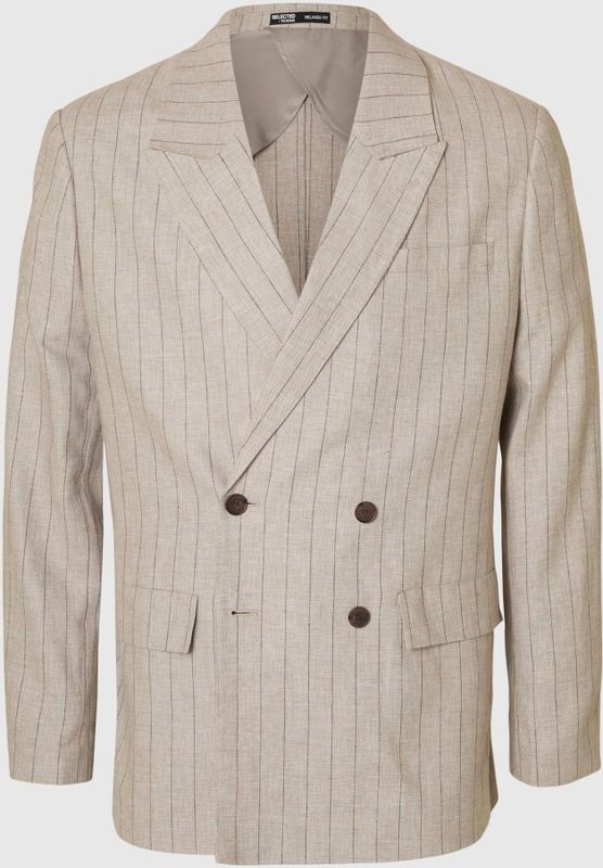 Linnenmix - Blazer - Groen - Relaxed Fit