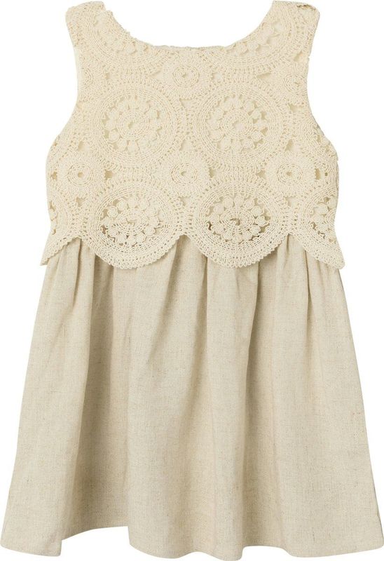 NAME IT MINI - A-Lijn Jurk - Mouwloos - Ronde Hals - Katoen/Linnen