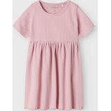 Biologisch Katoen - Jurk - Regular Fit - Korte Mouwen - Ronde Hals - Verticaal Gestreept Patroon