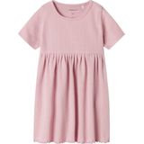 Biologisch Katoen - Jurk - Regular Fit - Korte Mouwen - Ronde Hals - Verticaal Gestreept Patroon