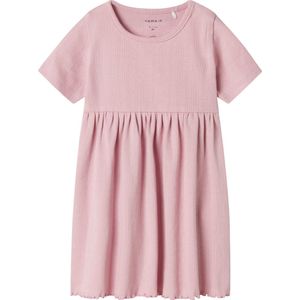 Biologisch Katoen - Jurk - Regular Fit - Korte Mouwen - Ronde Hals - Verticaal Gestreept Patroon