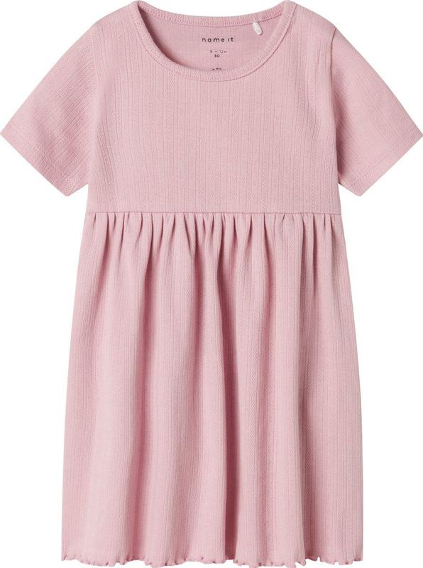 Biologisch Katoen - Jurk - Regular Fit - Korte Mouwen - Ronde Hals - Verticaal Gestreept Patroon