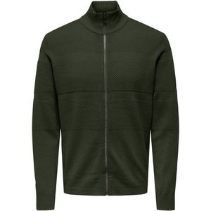 ONLY&SONS - ONSMALIK REG 12 PIN ZIP CARD KNIT NOOS - Vest - Heren - Hoge Hals - Lange Mouwen