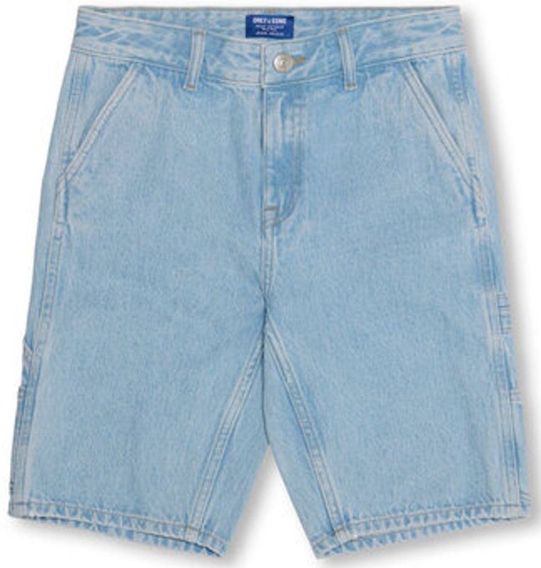 ONLY & SONS JUNIOR - Denim Shorts - Stonewash - Mid Waist - Straight Fit