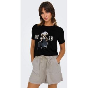 T-shirt - Motiefprint - Jersey - Ronde Hals - Kwartmouw