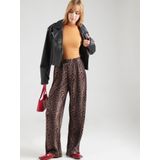 Pieces - Pcflora Hw Wide Pants - Broek - Zwart/Leopard - 100% Gerecycled Polyester