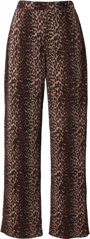 Pieces - Pcflora Hw Wide Pants - Broek - Zwart/Leopard - 100% Gerecycled Polyester