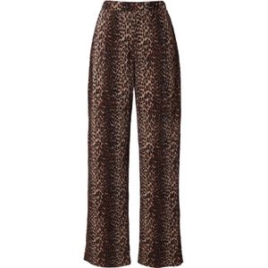 Pieces - Pcflora Hw Wide Pants - Broek - Zwart/Leopard - 100% Gerecycled Polyester