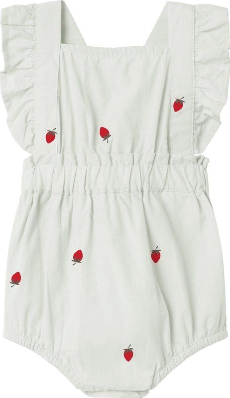Name It baby meisjes romper DERILLA Bright White STAWBERRY Regular Fit
