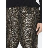 ONLY Carmakoma - Wijde Broek - Beige - Zwarte Luipaardprint - 5-Pocketmodel