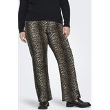 ONLY Carmakoma - Wijde Broek - Beige - Zwarte Luipaardprint - 5-Pocketmodel
