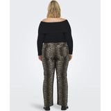 ONLY Carmakoma - Wijde Broek - Beige - Zwarte Luipaardprint - 5-Pocketmodel