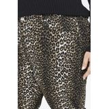 ONLY Carmakoma - Wijde Broek - Beige - Zwarte Luipaardprint - 5-Pocketmodel