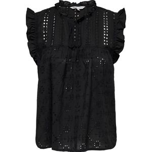 ONLY - ONLREVA LIFE S/L EMB TOP WVN NOOS - Dames - Blouse - Wit - Katoen