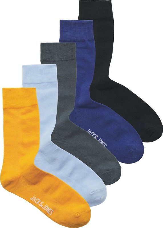 Jack & Jones - JACCHESTER - Huissokken - Duifblauw / Pastelblauw / Donkerblauw / Goudgeel - 5 Pack