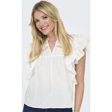 Only - Onlsunny Life Capsl Frill Top - T-shirt - Cloud Dancer - Biologisch Katoen