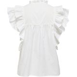 Only - Onlsunny Life Capsl Frill Top - T-shirt - Cloud Dancer - Biologisch Katoen