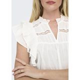 Only - Onlsunny Life Capsl Frill Top - T-shirt - Cloud Dancer - Biologisch Katoen