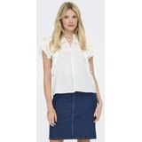 Only - Onlsunny Life Capsl Frill Top - T-shirt - Cloud Dancer - Biologisch Katoen