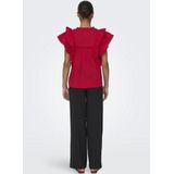 Stoponlsunny - Top - V-Hals - Katoen - Korte Mouwen - Ruches en Kanten Detail