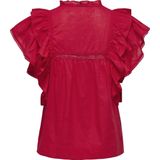 Stoponlsunny - Top - V-Hals - Katoen - Korte Mouwen - Ruches en Kanten Detail