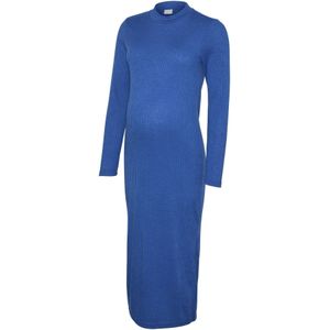 Mamalicious - Zwangerschapsjurk - Ribstructuur - Blauw - Polyester/Viscose