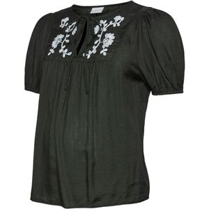 Mamalicious - Zwangerschapsblouse - Katoen-Polyester Mix - Korte Mouwen - Borduursel