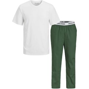 Jack & Jones - JACTOBY - Pyjama Set - Wit/Groen - Lange Pyjamabroek
