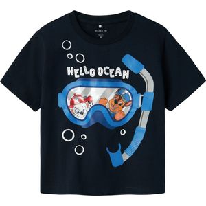 Name It - Nmmmorish Paw Nreg Ss Top - Marineblauw - Blousetop