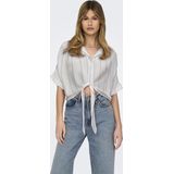 ONLY - ONLPAULA - Blouse - Blauw/Wit - Viscose, Gestreept, Knoopsluiting