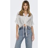 ONLY - ONLPAULA - Blouse - Blauw/Wit - Viscose, Gestreept, Knoopsluiting