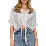 ONLY - ONLPAULA - Blouse - Blauw/Wit - Viscose, Gestreept, Knoopsluiting