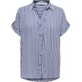 Blouse - Gestreept - Viscose - Kwartmouw - Normale Pasvorm