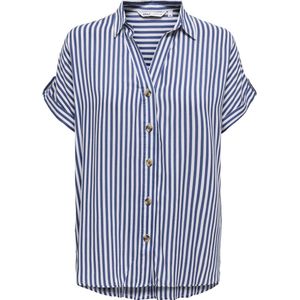 Blouse - Gestreept - Viscose - Kwartmouw - Normale Pasvorm