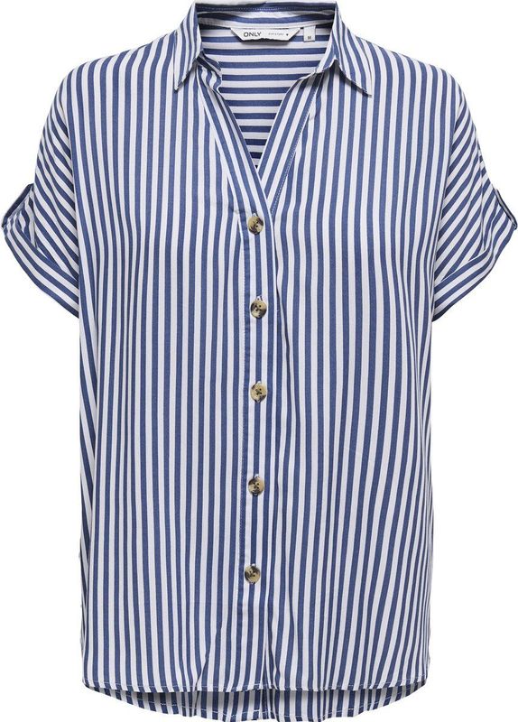 Blouse - Gestreept - Viscose - Kwartmouw - Normale Pasvorm