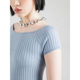 Vero Moda - Vmpoppy Ss Off Shoulder Top - Dusty Blue - 100% Katoen